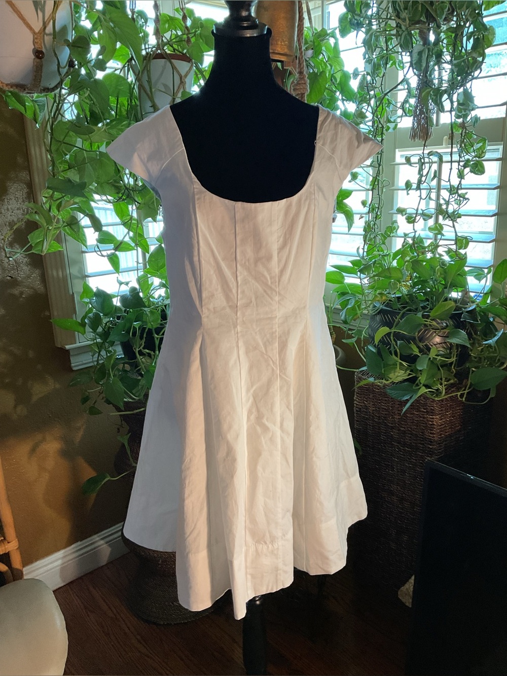 A Mew Day Women's White Cap-Sleeve A-Line Dress size-8